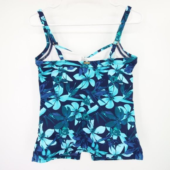 NWOT Lands End Fly Away Swim Tankini Top Floral Blue Underwire Size 8 - Picture 10 of 10